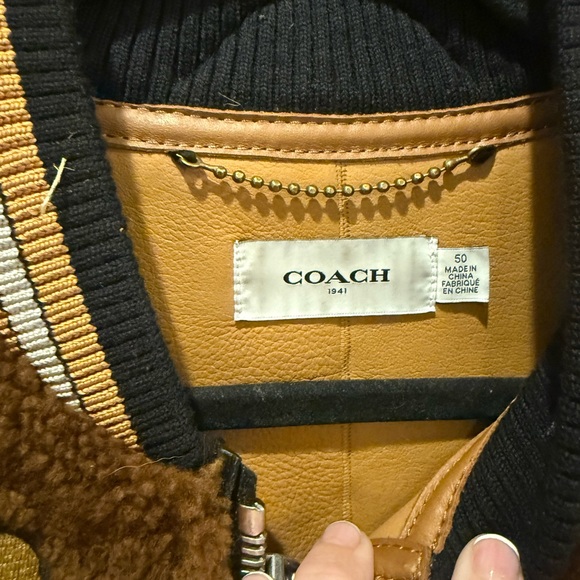 Coach Shearling Varsity Jacket with Patches - Picture 4 of 7